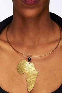 African Map Brass Tribal Necklace