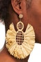 African Raffia Drop Beige Earrings