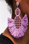 African Raffia Drop Purple Earrings