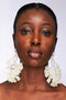 African Raffia Drop White Earrings