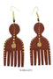 African Comb Wooden Earrings-Brown