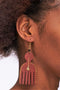 African Comb Wooden Earrings-Brown