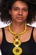 African Statement Round Shape Necklace-Yellow