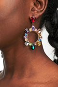 Elegant Colourful Rhinestone Hoop Earrings
