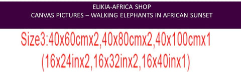 Walking Elephants In African Sunset print Canvas Pictures