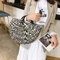 Stylish Half-Moon Rattan Handbag