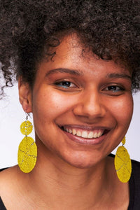 Handmade African Beaded Earrings-Yellow