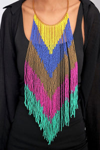 Colourful V-Shape Statement Necklace