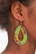Africa Boho Bead Earrings-Green