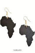 Wooden African Map Earrings