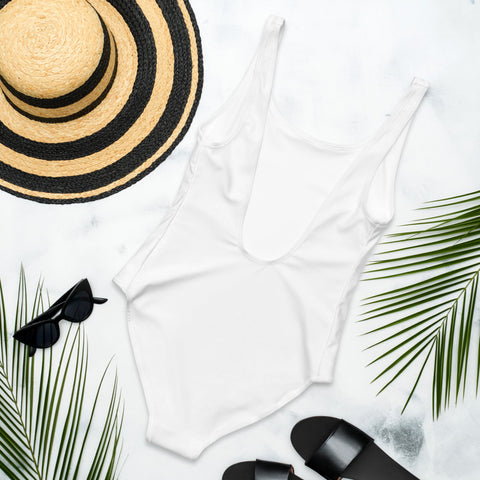 One-Piece High Cut White Swimsuit