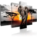 Walking Elephants In African Sunset print Canvas Pictures