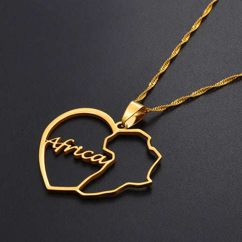 African Map Design Pendant Necklaces